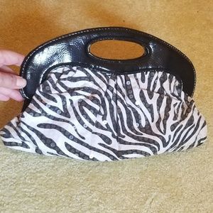 NWOT Zebra Sequin Clutch